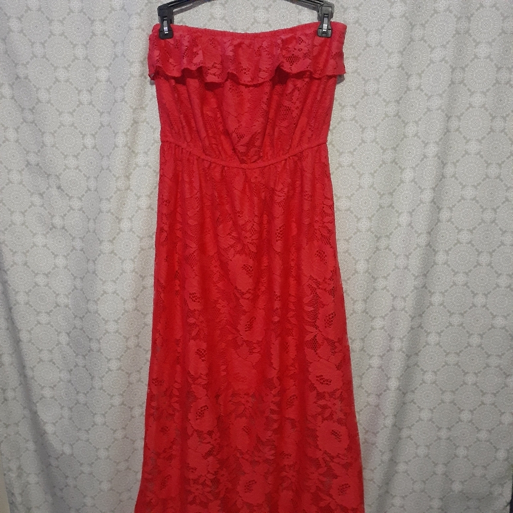 Trixxi Red Strapless Lace Summer Spring Dress